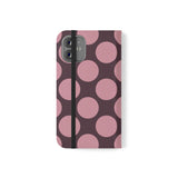 Funda tipo cartera de cuero vegano para iPhone 12 Mini – diseño Polka Dot en rosa ciruela