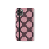 Funda tipo cartera de cuero vegano para iPhone 11 Pro Max – diseño Polka Dot en rosa ciruela