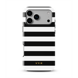 Horizontal Stripes, Negro y blanco - Tough Funda MagSafe para iPhone