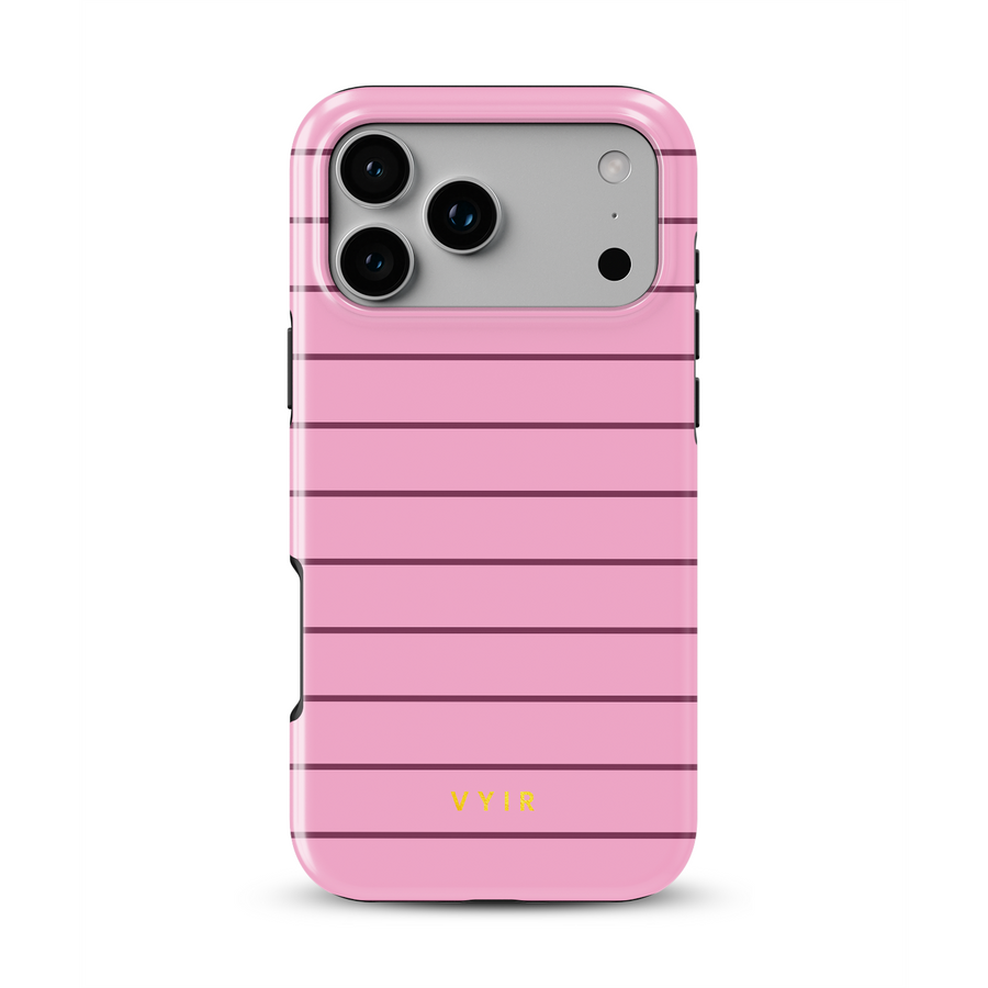 Horizontal Stripes, Rosa empolvado - Tough Funda MagSafe para iPhone