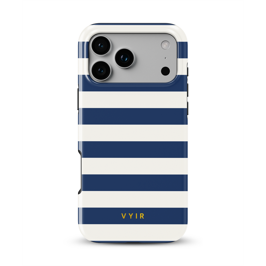 Horizontal Stripes, Old Money Blue - Tough Funda MagSafe para iPhone