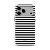 Horizontal Stripes, Negro y blanco a rayas finas - Tough Funda MagSafe para iPhone