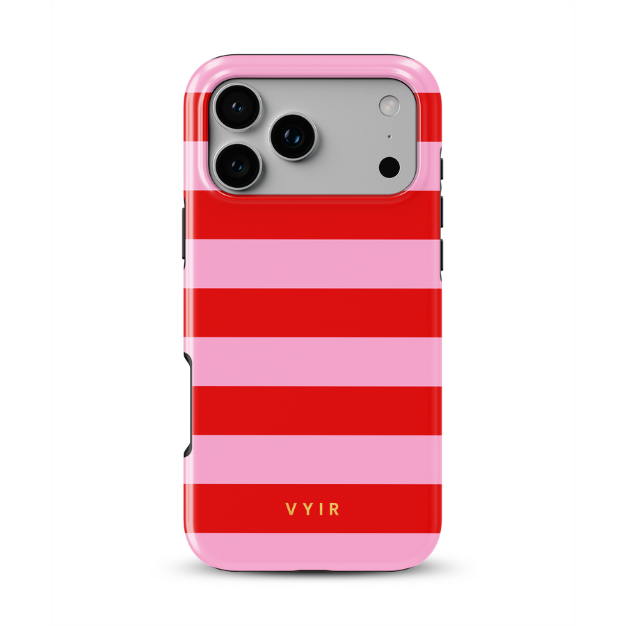 Horizontal Stripes, Red Blush - Tough Funda MagSafe para iPhone