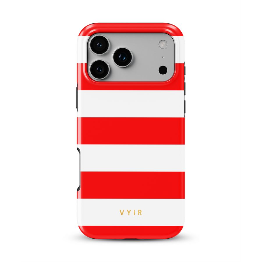 Horizontal Stripes, Red Silk - Tough Funda MagSafe para iPhone