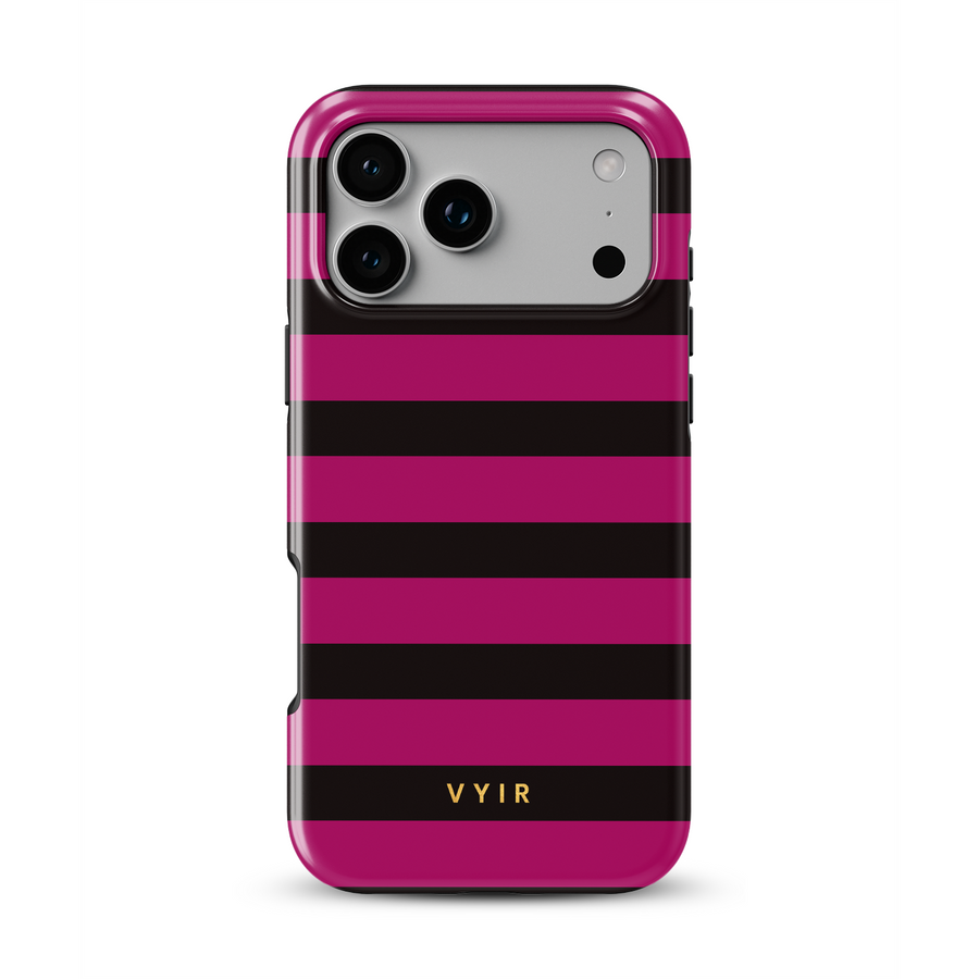 Horizontal Stripes, Rojo vino - Tough Funda MagSafe para iPhone
