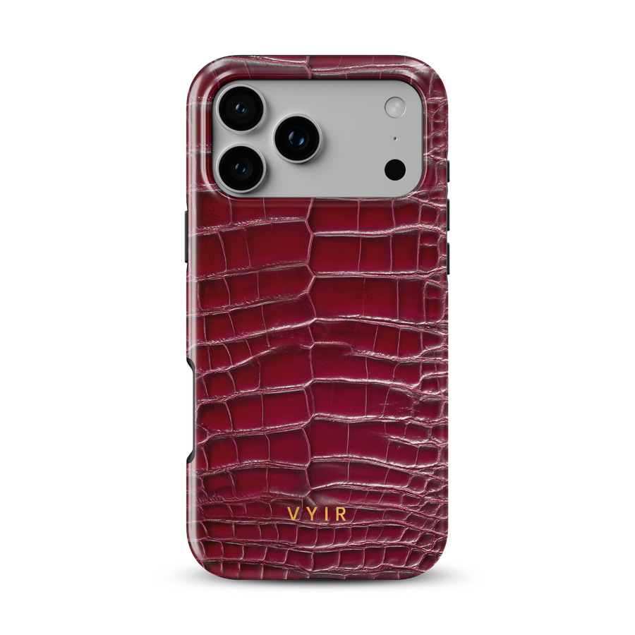 Croc Leather Print Burgundy - Tough Funda MagSafe para iPhone