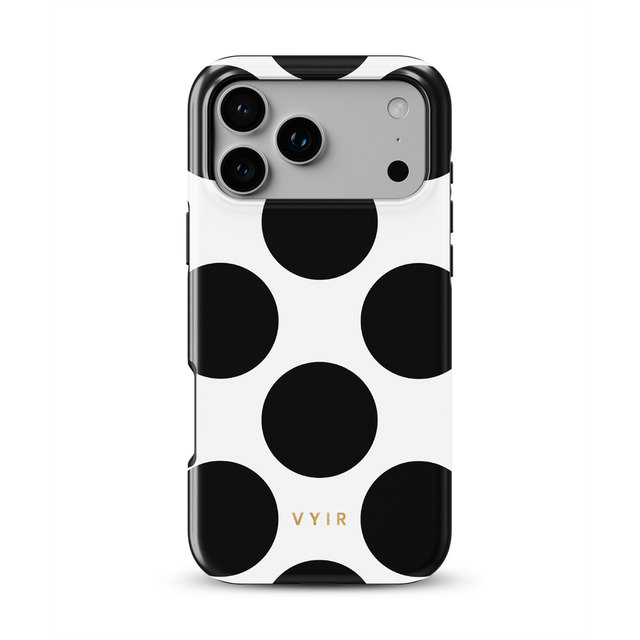 Large Polka Dots, Mono Black - Tough Funda MagSafe para iPhone