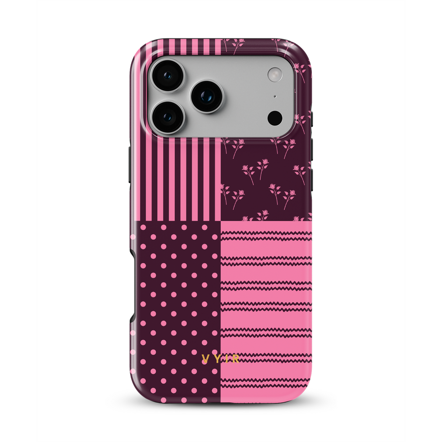 VYIR Signature 4-Checker, Burgundy - Tough Funda MagSafe para iPhone