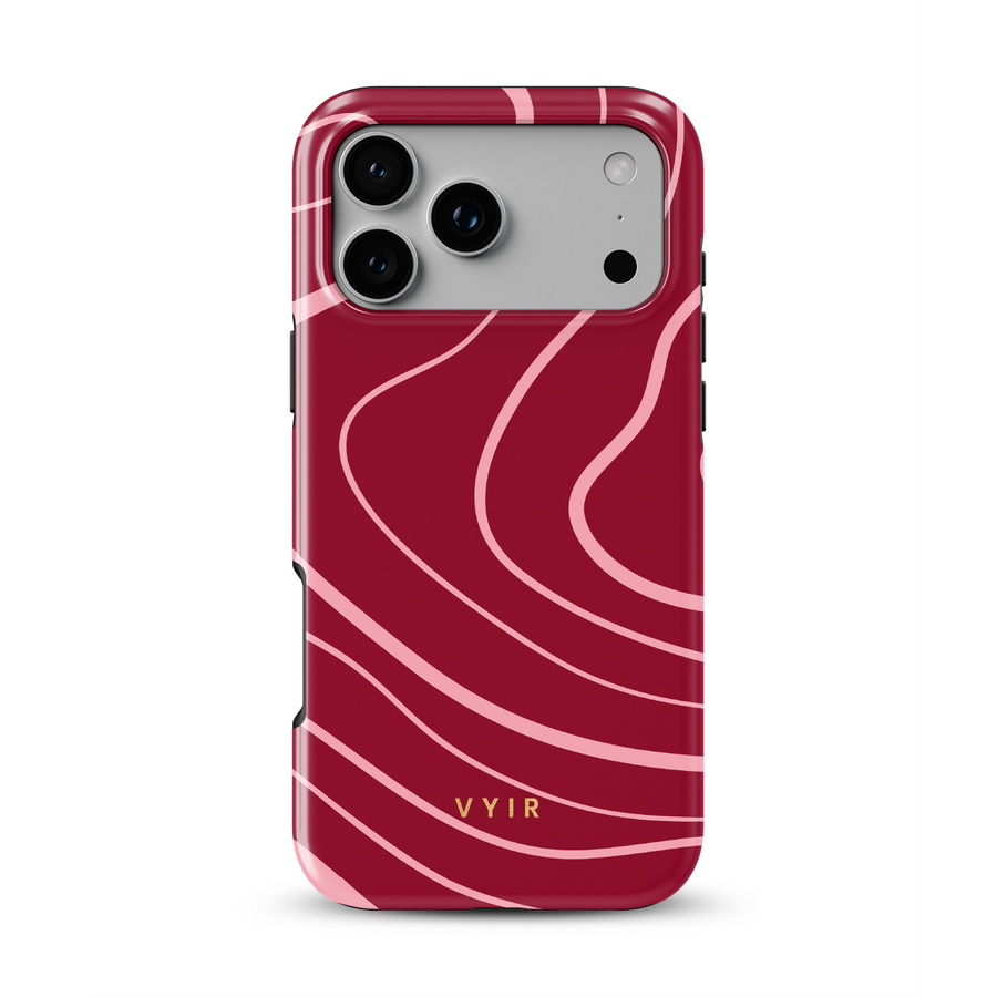 Swirl Lines, Rosa y rojo - Tough Funda MagSafe para iPhone