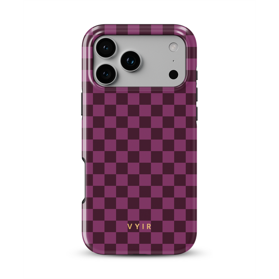 Tiny Checker, Burgundy - Tough Funda MagSafe para iPhone
