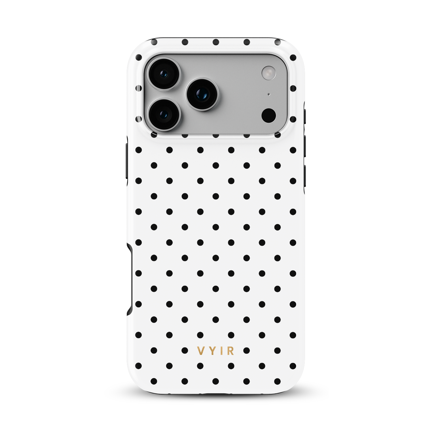 Tiny Polka Dots, Black and White - Shockproof Phone Case - VYIR