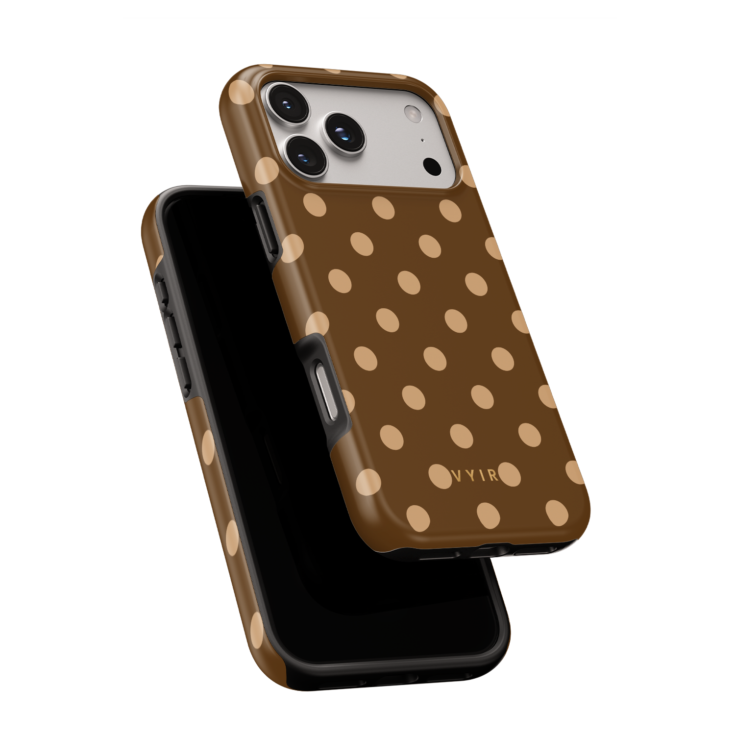 Classic Polka Dots, Elegant Brown - Shockproof Phone Case - VYIR