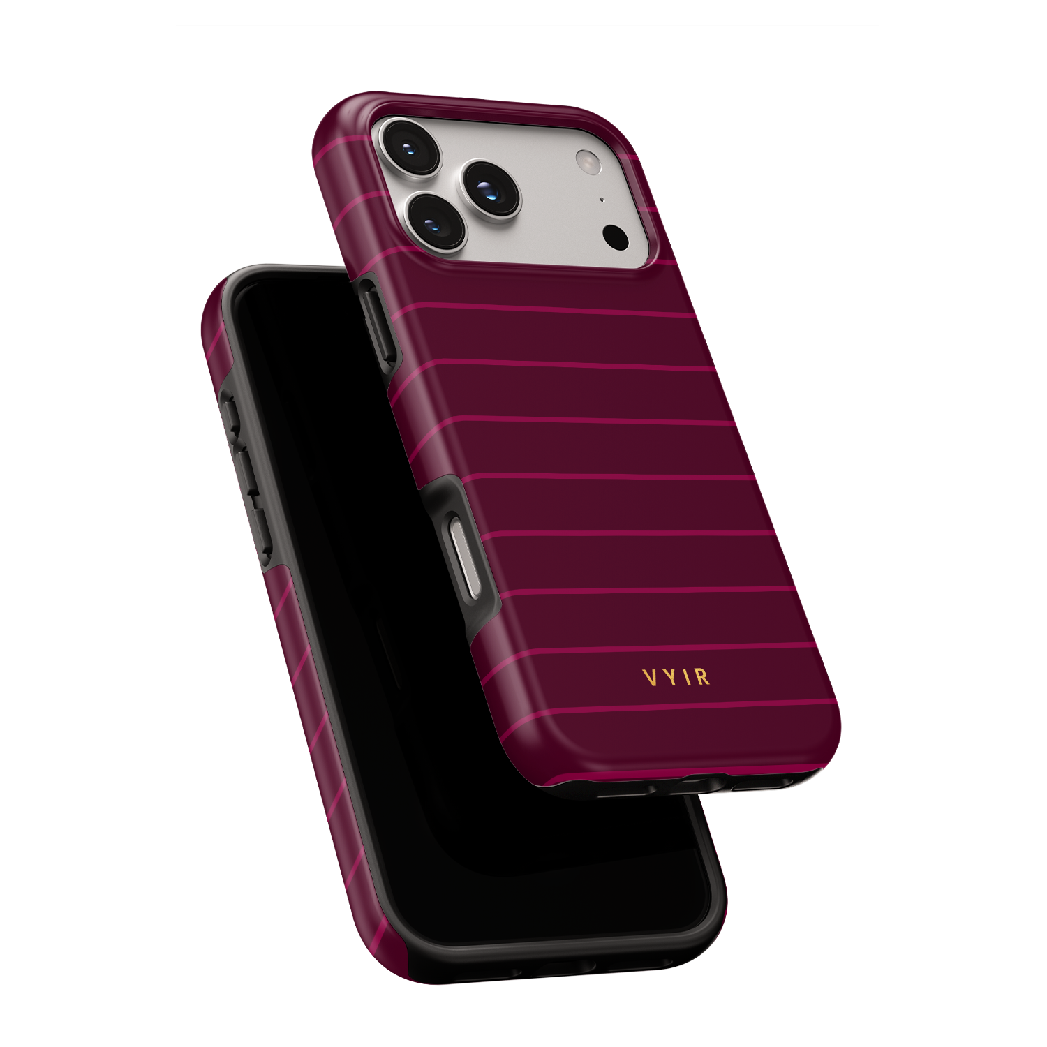 Horizontal Stripes, Merlot - Shockproof MagSafe iPhone Case - VYIR