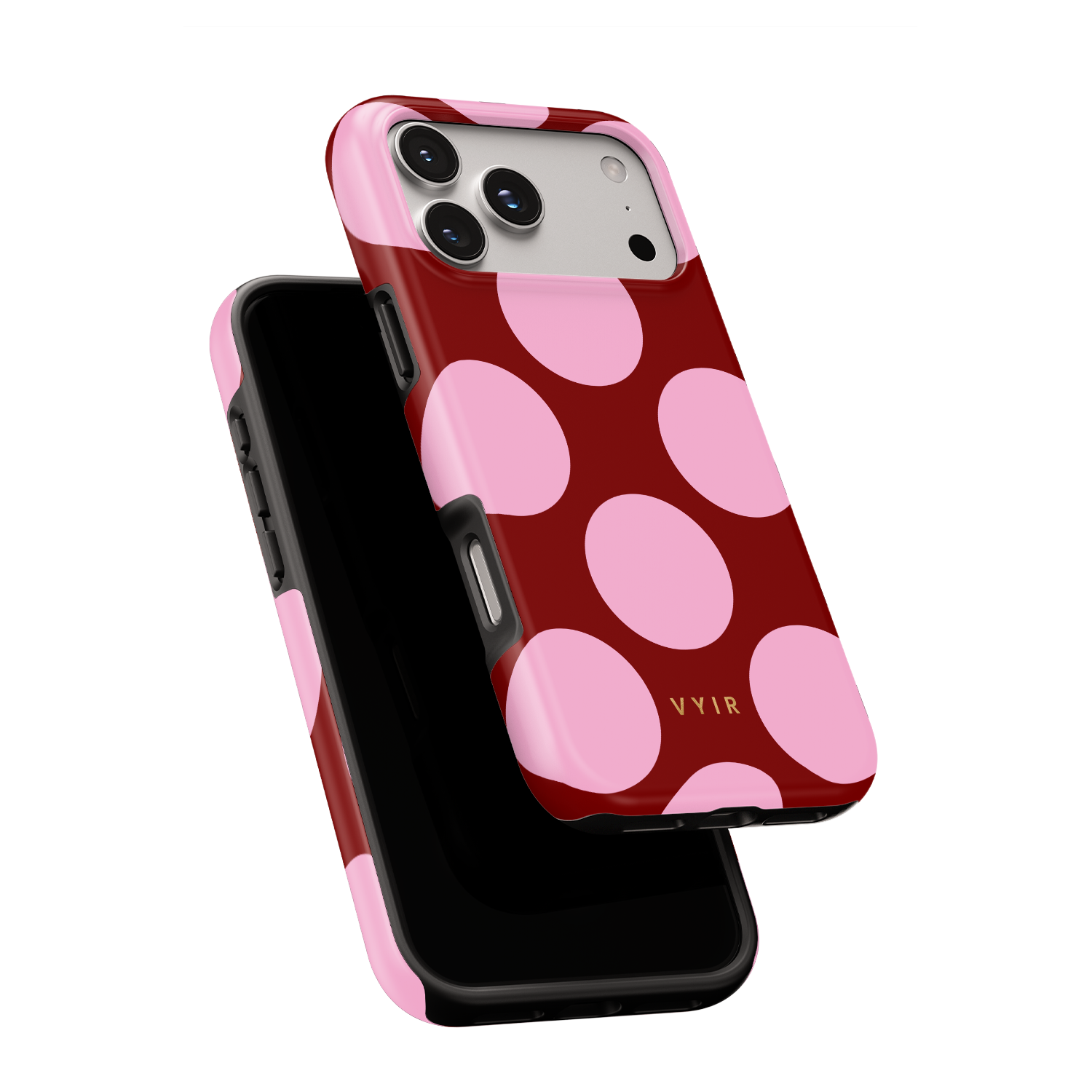 Large Polka Dots, Burgundy Pink - Shockproof MagSafe iPhone Case - VYIR