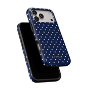 Tiny Polka Dots, Navy Blue - Shockproof Phone Case - VYIR