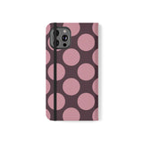 Funda tipo cartera de cuero vegano para iPhone 12 Pro Max – diseño Polka Dot en rosa ciruela