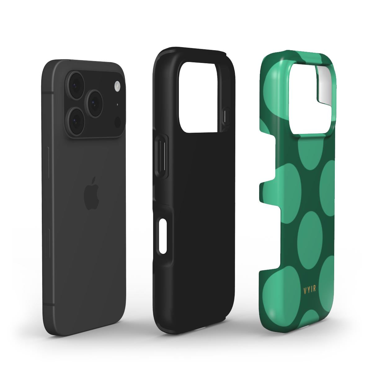 Large Polka Dots, Emerald Green - Shockproof Phone Case - VYIR
