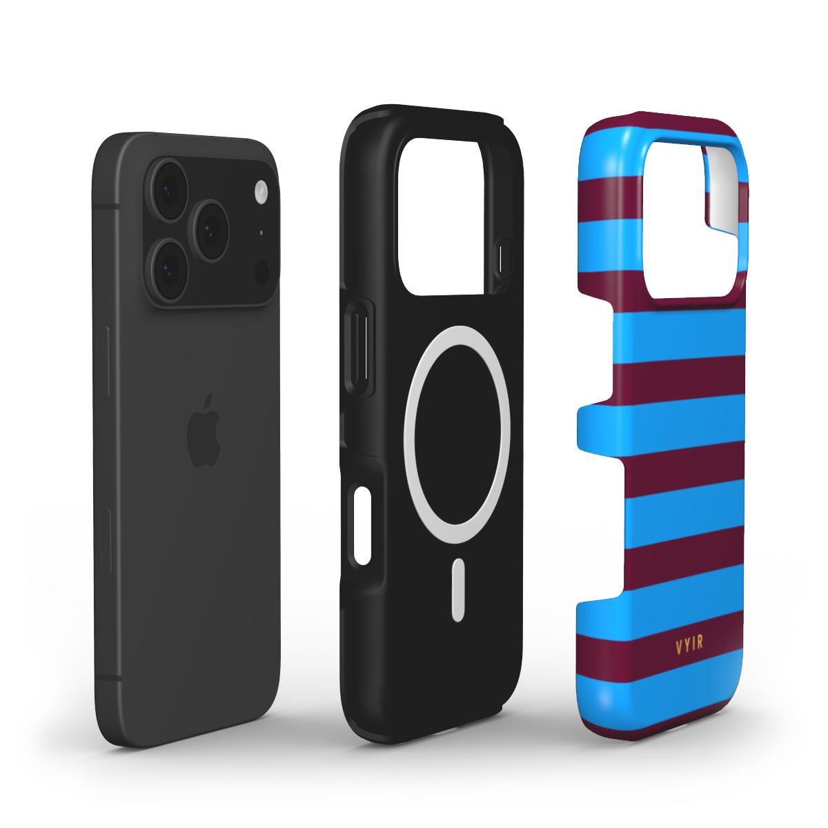 Horizontal Stripes, Track Blue - Shockproof MagSafe iPhone Case - VYIR