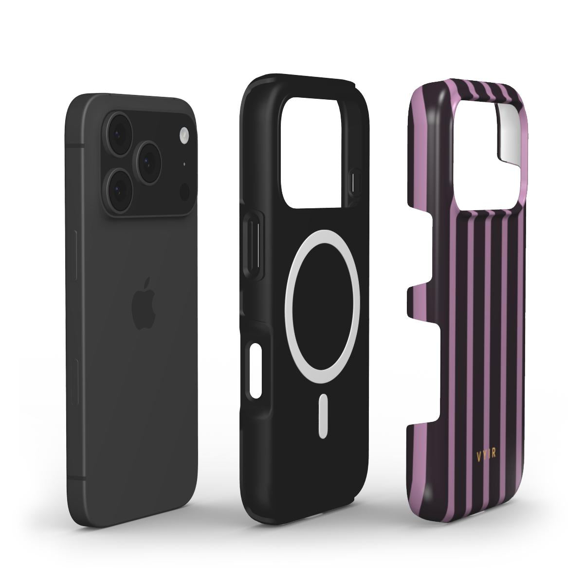 Luxe Stripes, Plum - Shockproof MagSafe iPhone Case - VYIR